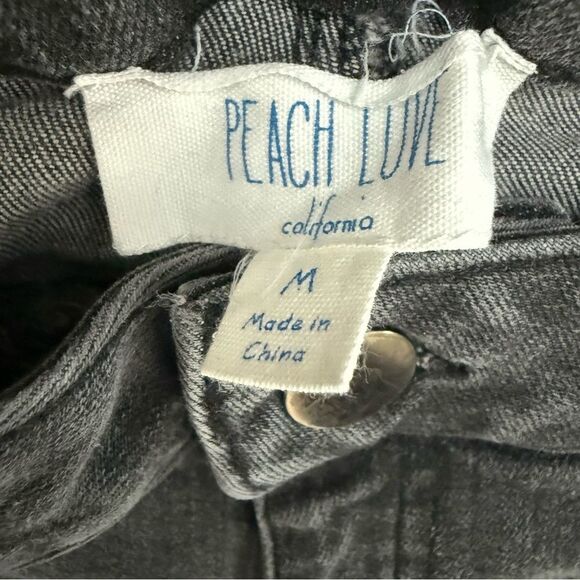 Peach Love California Charcoal Flare Jeans Preowned Chic Frayed Hem Medium - Picture 3 of 6